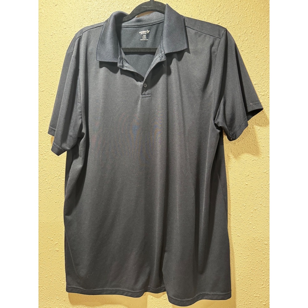 Old Navy Active Mens Core Go-Fresh Polo Shirt Black Short Sleeve L Tall Large